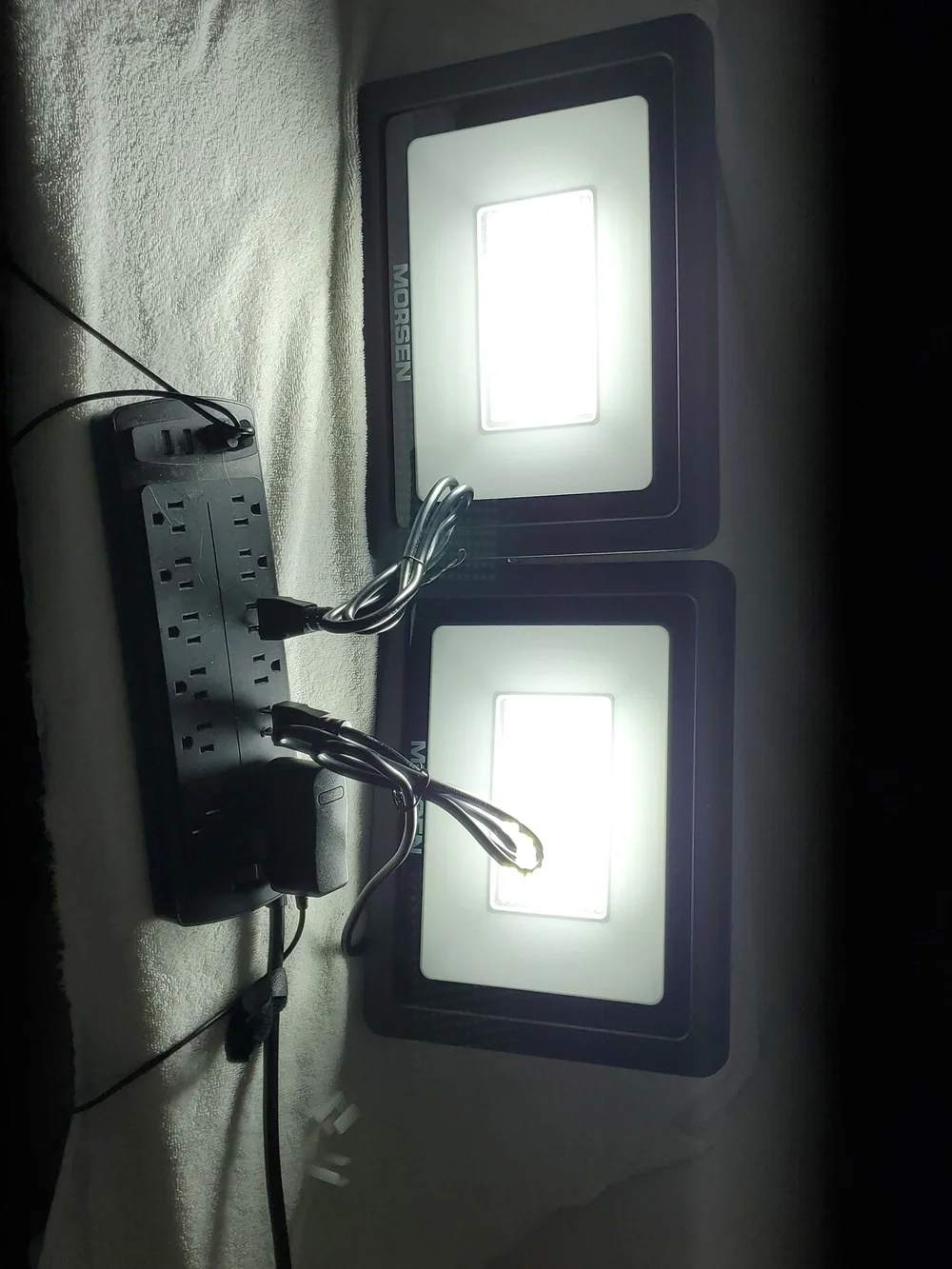 MORSEN 2 Pk Led Flood Light, Super Bright Security Lights, UL Certificated Plug